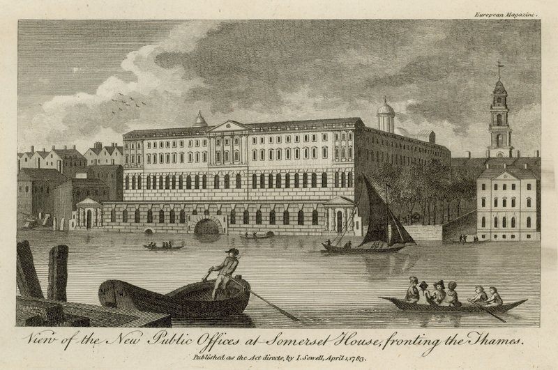 Vue des nouveaux bureaux publics à Somerset House, face à la Tamise - English School