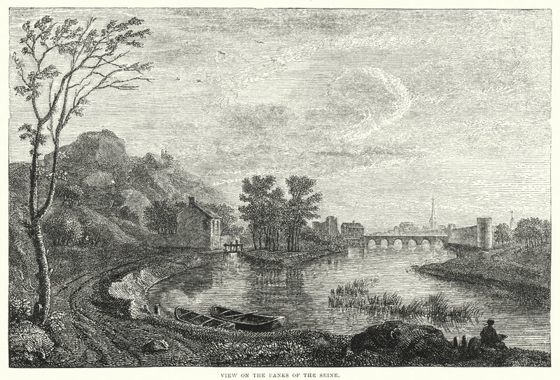 Vue sur les rives de la Seine (gravure) - English School