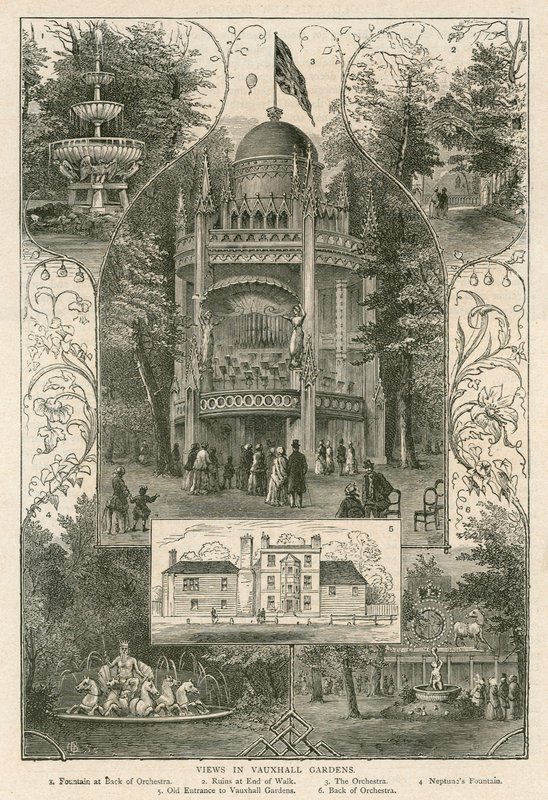 Vues des jardins de Vauxhall, Londres - English School