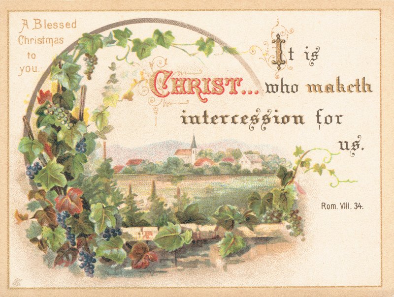 Scène de village, Carte de Noël - English School