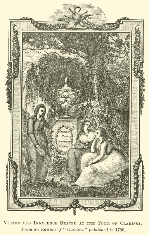 Vertu et Innocence assises au tombeau de Clarissa - English School