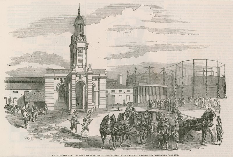 Visite du Lord Maire et des shérifs aux travaux de la Great Central Gas Consumers Company - English School