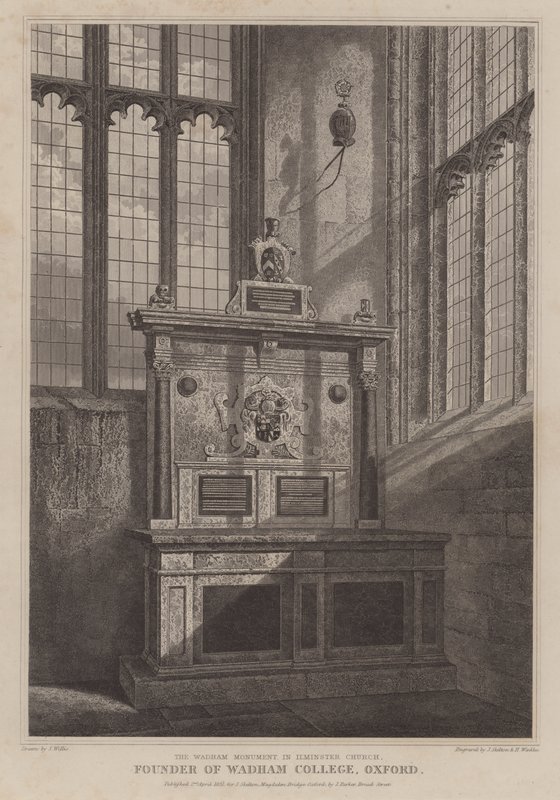 Monument Wadham, église St Mary, Ilminster, Somerset (gravure) - English School
