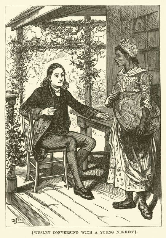 Wesley conversant avec une jeune négresse (gravure) - English School