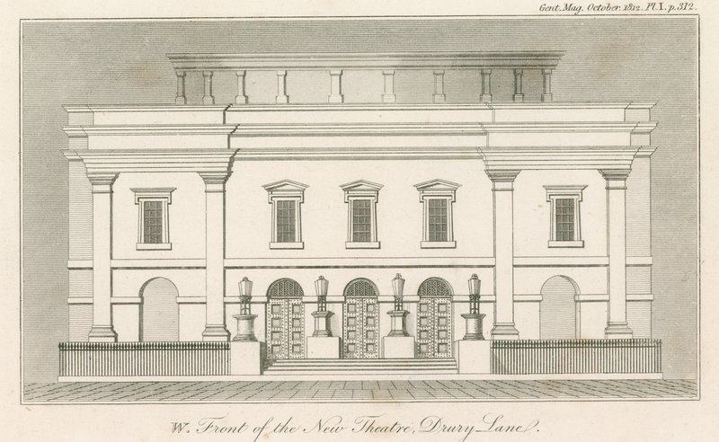 Façade ouest du nouveau théâtre de Drury Lane, Londres - English School