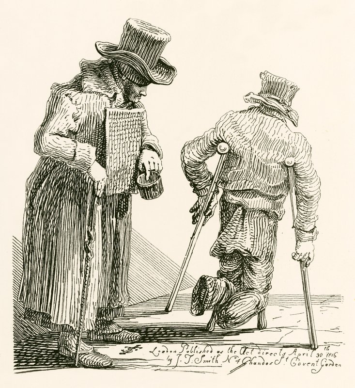 William Kinlock, un mendiant aveugle, qui a perdu la vue à Gibraltar - English School