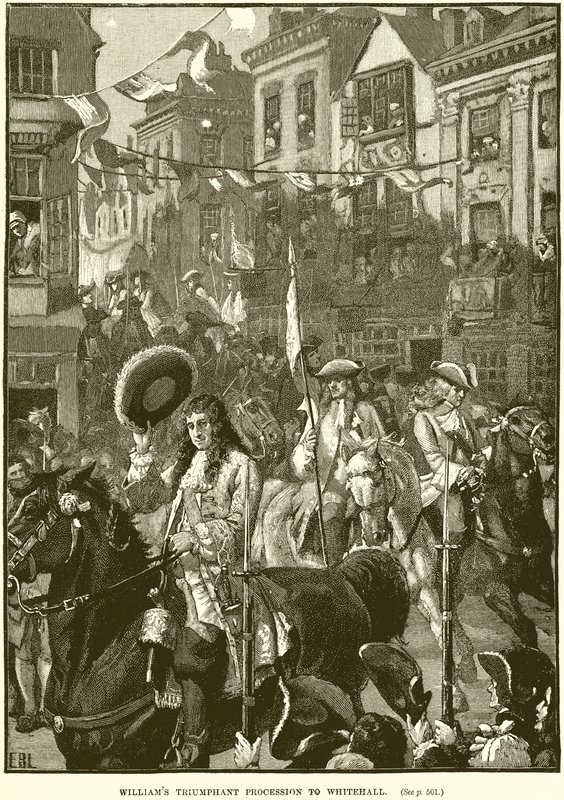 Procession triomphale de William à Whitehall - English School