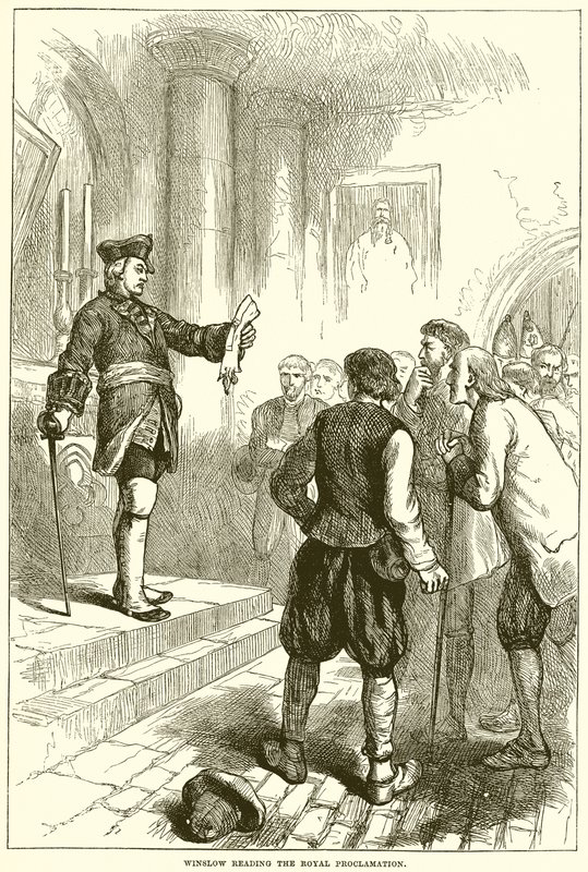 Winslow lisant la proclamation royale - English School