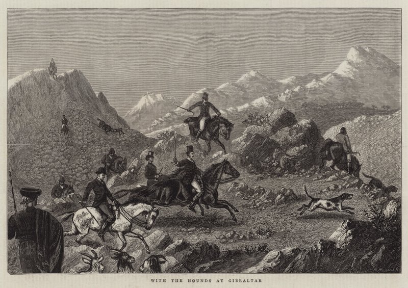Avec les chiens à Gibraltar (gravure) - English School