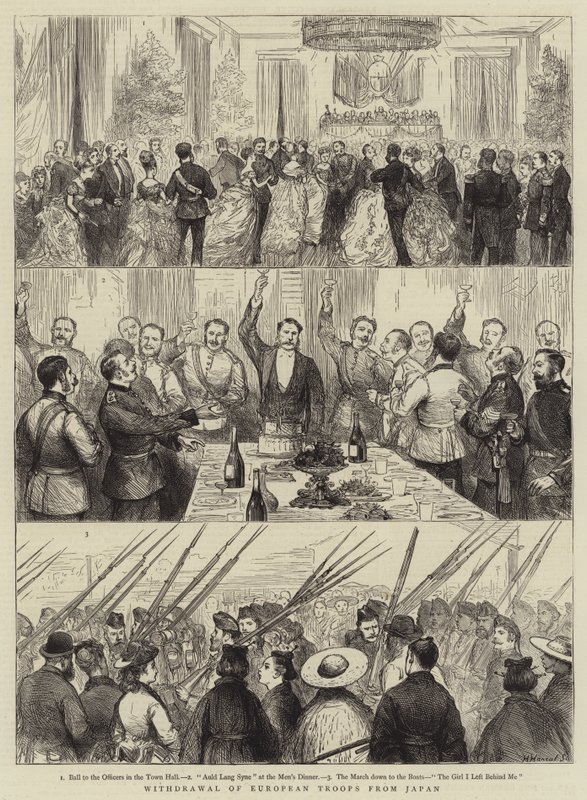 Retrait des troupes européennes du Japon (gravure) - English School