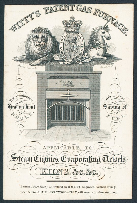 Foyer à gaz breveté Wittys, carte de visite - English School