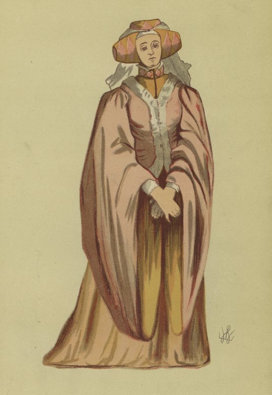 Costume féminin du règne de Richard II - English School