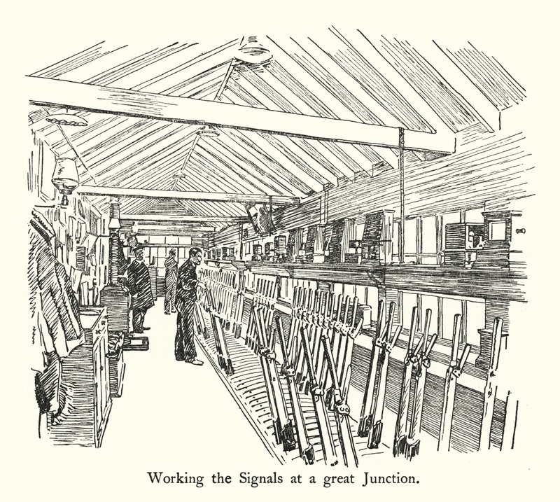 Manœuvrer les signaux à une grande jonction (lithographie) - English School