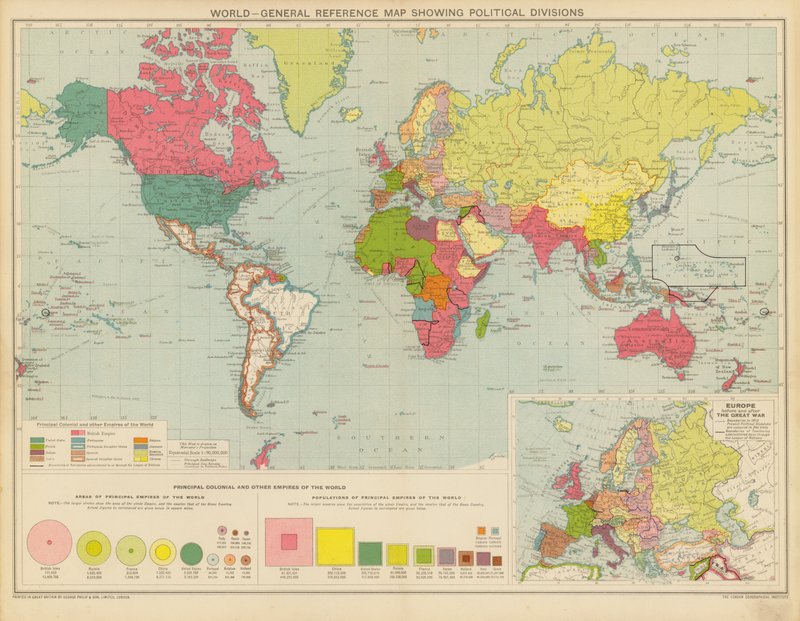 Carte de référence générale du monde montrant les divisions politiques - English School