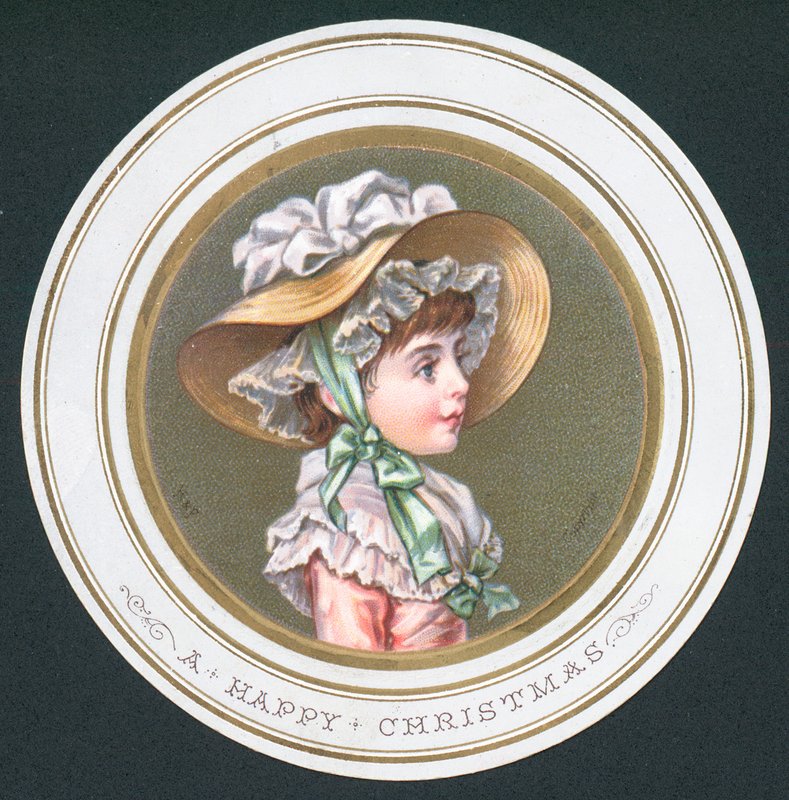 Jeune fille portant un bonnet, carte de Noël - English School