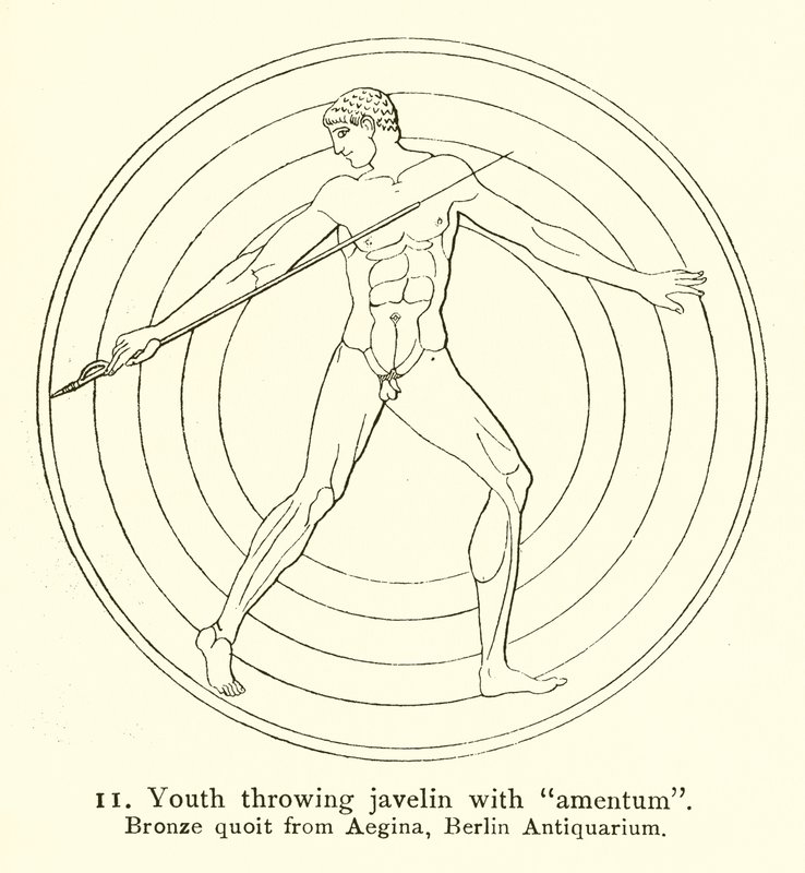 Jeune lançant un javelot avec amentum - English School