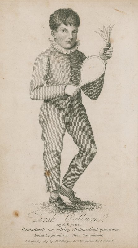 Zerah Colburn, âgé de 8 ans; remarquable pour résoudre des questions arithmétiques - English School