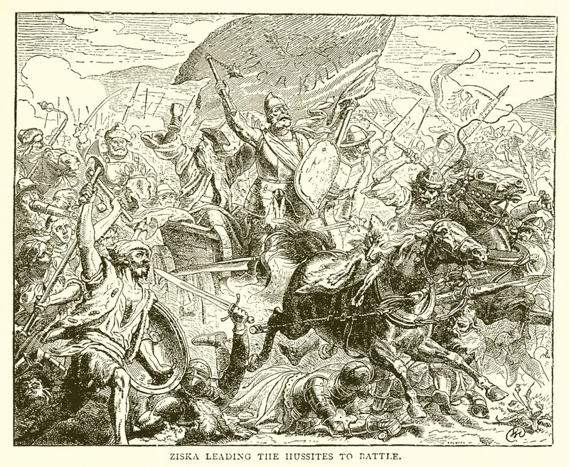 Ziska menant les Hussites au combat - English School