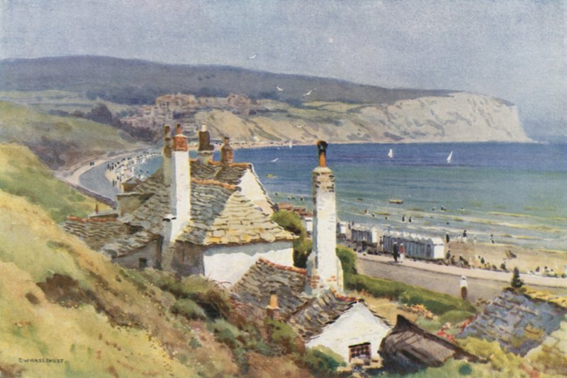 La belle courbe de la baie de Swanage - Ernest William Haslehust