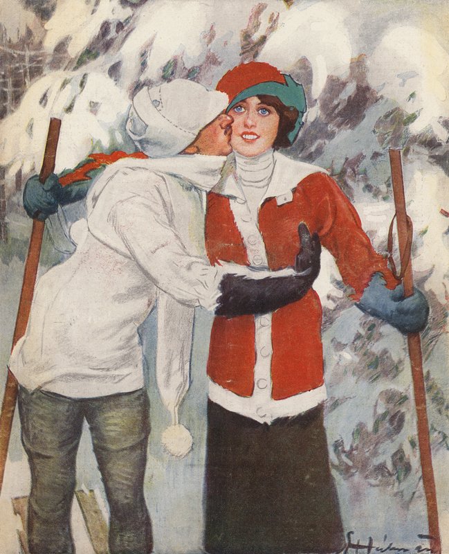 Couple skiant en hiver - Ernst (after) Heilemann