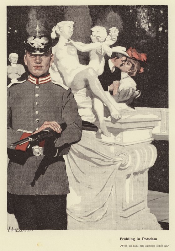 Printemps à Potsdam (lithographie en couleur) - Ernst (after) Heilemann