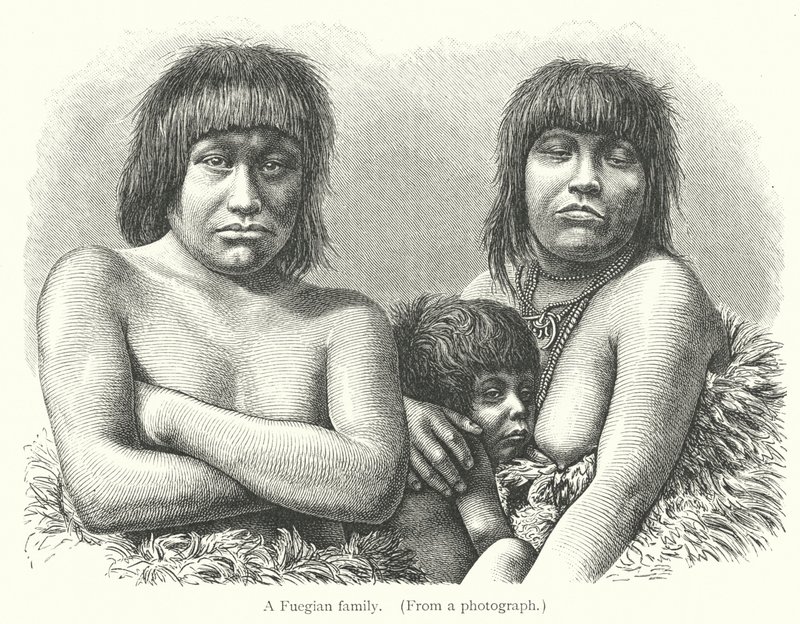 Une famille fuégienne (gravure) - European School
