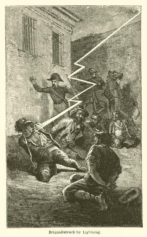 Brigand frappé par la foudre (gravure) - European School