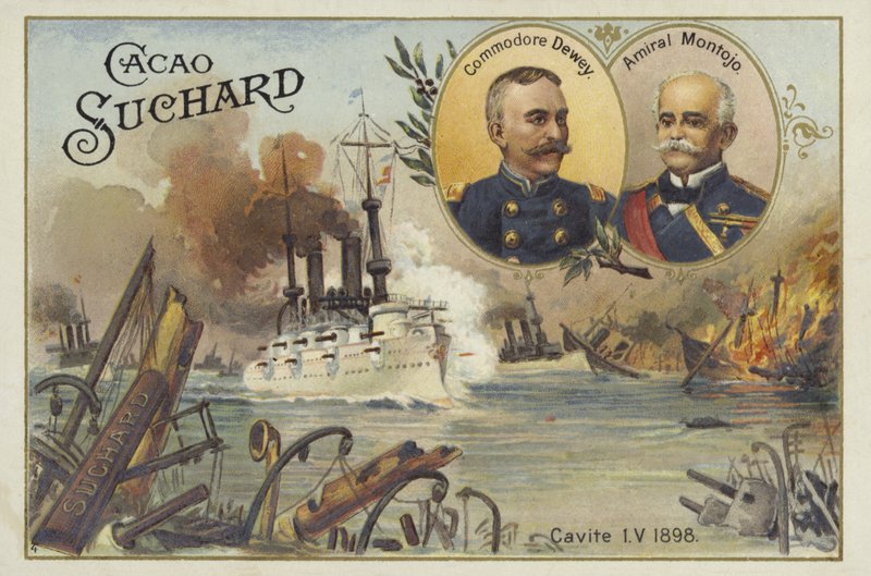 Commodore George Dewey et amiral Patricio Montojo, bataille de la baie de Manille, Guerre hispano-américaine, 1er mai 1898 - European School