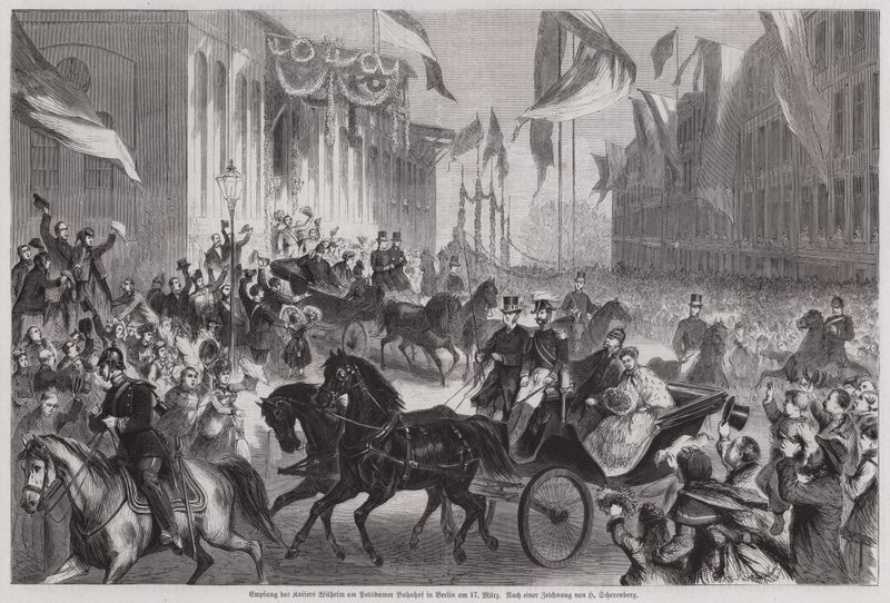 Foules accueillant le Kaiser Guillaume Ier d