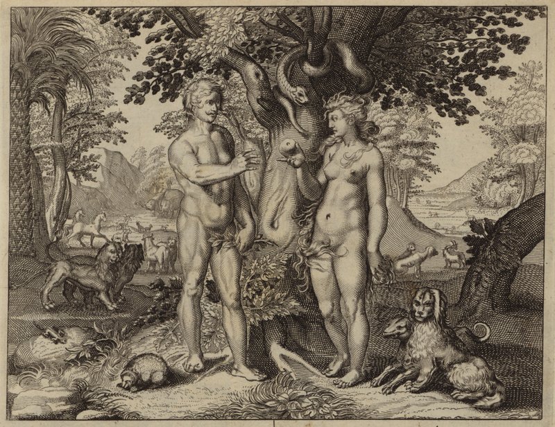 Ève tentée par le serpent de manger le fruit de l
