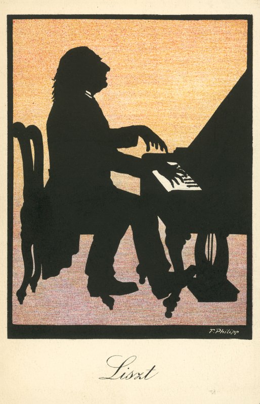 Franz Liszt, pianiste et compositeur hongrois (lithographie couleur) - European School