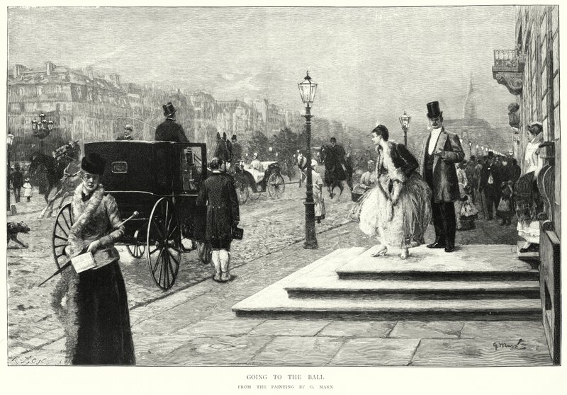 Aller au bal, peinture de G Marx - European School