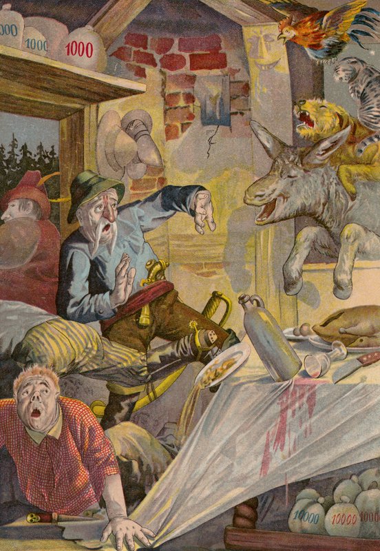 Contes de Grimms : Les musiciens de Brême (chromolitho) - European School