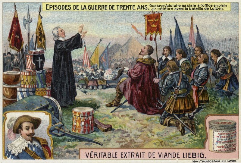 Gustave-Adolphe de Suède assiste à un service en plein air avant la bataille de Lützen, Allemagne, 1632 - European School