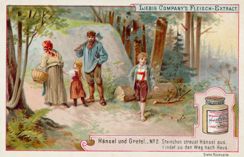 Hansel et Gretel : Hansel laissant une traînée de cailloux pour retrouver le chemin de la maison - European School