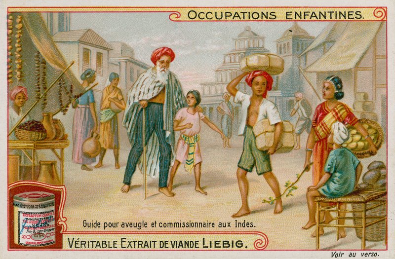 Enfants indiens travaillant comme guides pour les aveugles et faisant des courses - European School