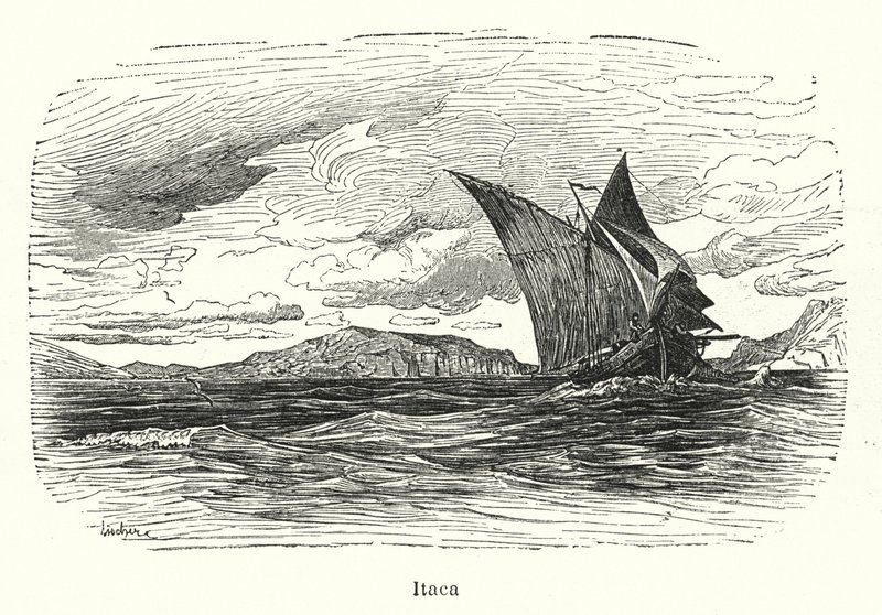 Ithaque, Grèce antique (lithographie) - European School