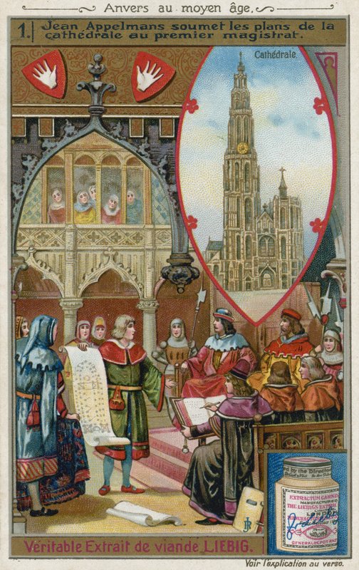 Jan Appelmans soumettant ses plans pour la cathédrale Notre-Dame au premier magistrat, 14ème siècle - European School