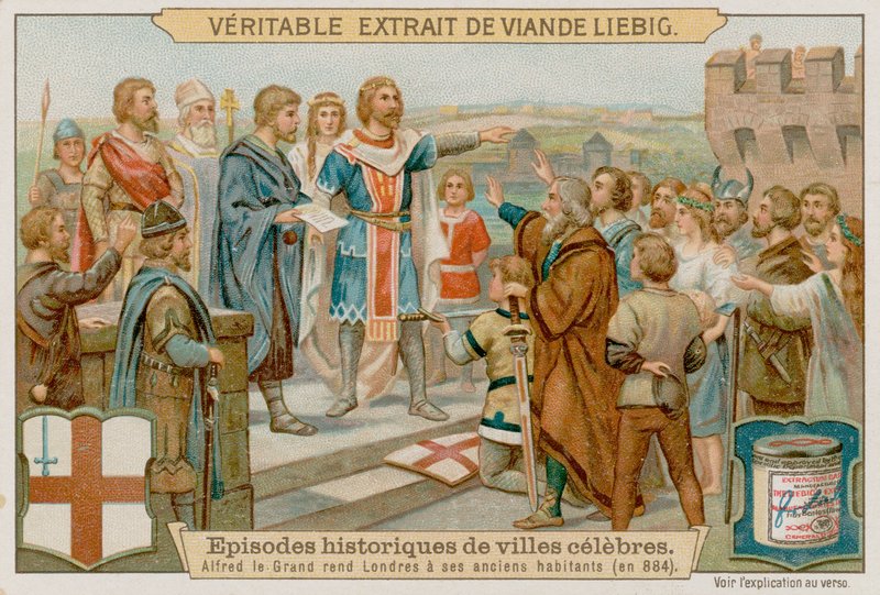 Le roi Alfred le Grand chasse les Danois de Londres en 884 apr. J.-C. - European School