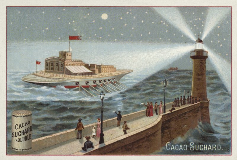 Grand navire à rames illuminé par un phare - European School