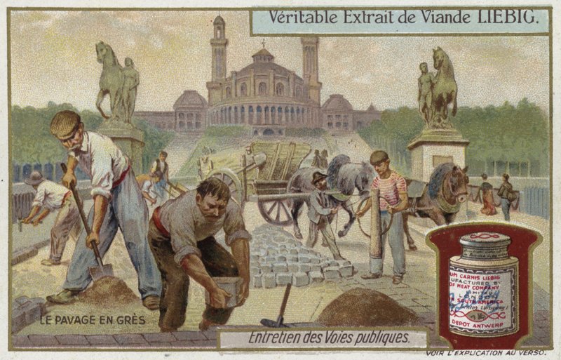 Pose de pavés en grès - European School