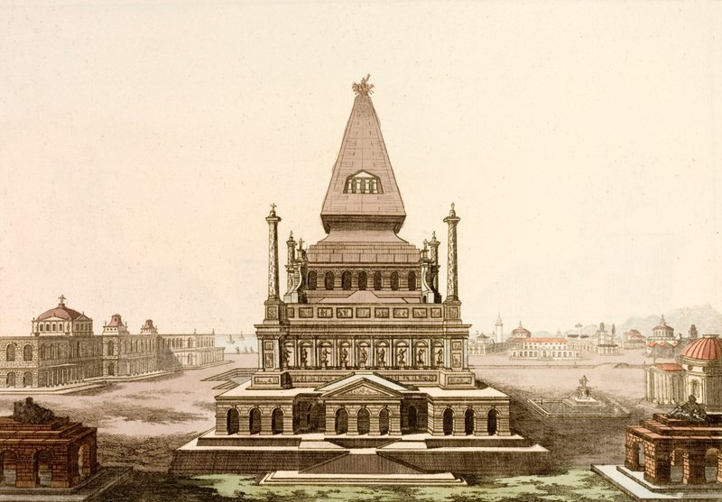 Mausolée à Halicarnasse, tombe du satrape perse Mausole, une des Sept Merveilles du Monde Antique - European School