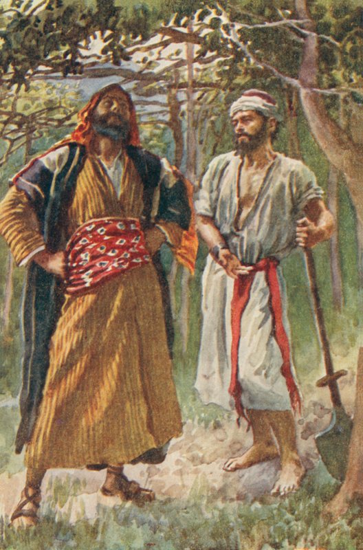 Hommes du Moyen-Orient dans un bosquet (lithographie couleur) - European School