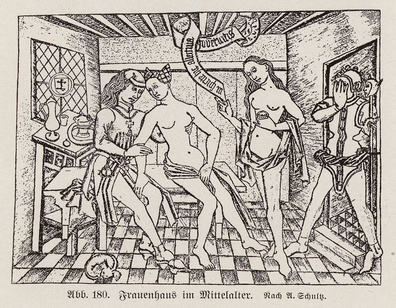Scène dans un Frauenhaus, un bordel allemand médiéval - European School