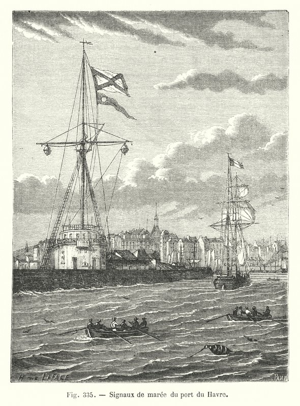 Signaux de marée du port du Havre (gravure) - European School