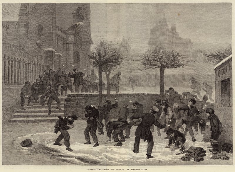 Bataille de boules de neige (gravure) - European School
