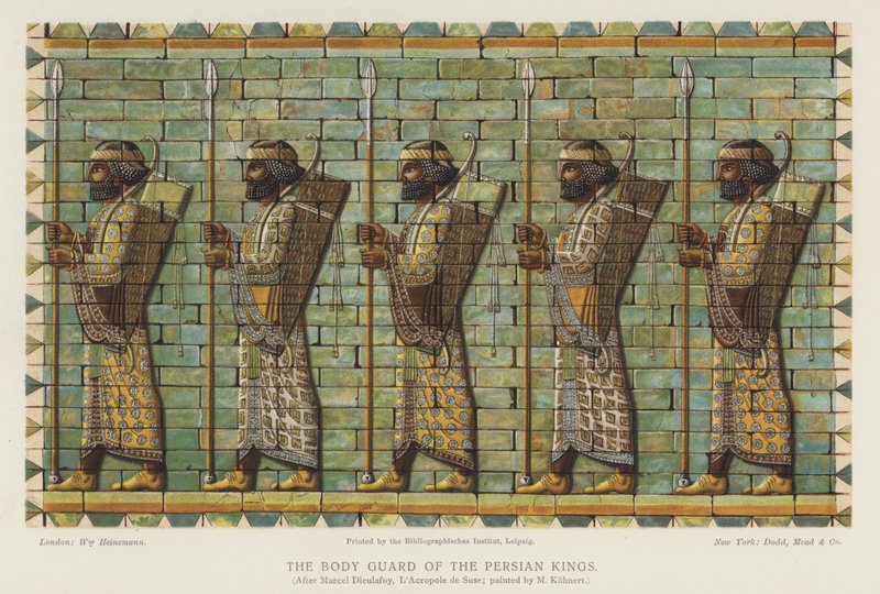 Les gardes du corps des rois perses (lithographie couleur) - European School