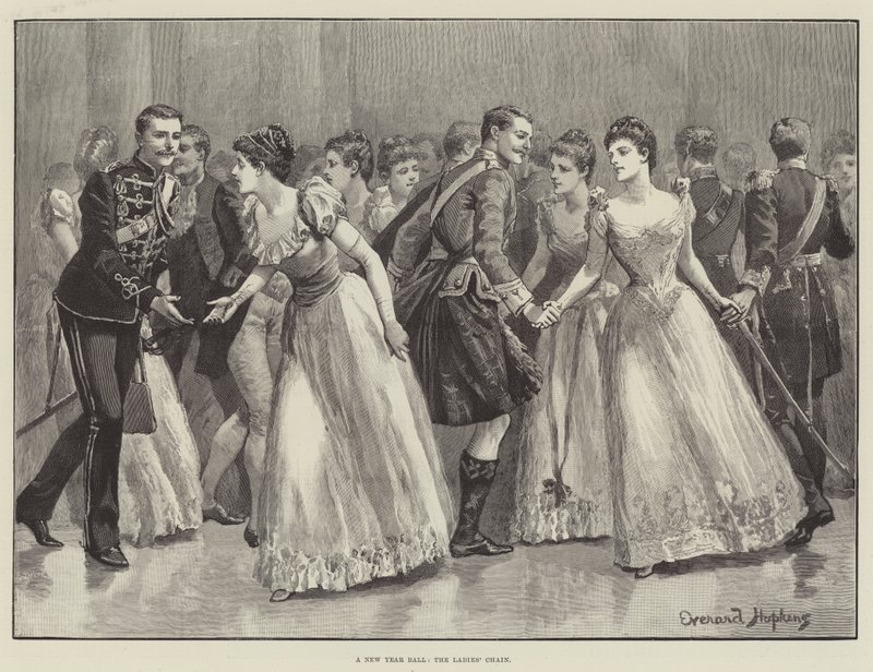 Un bal du Nouvel An, la chaîne des dames - Everard Hopkins