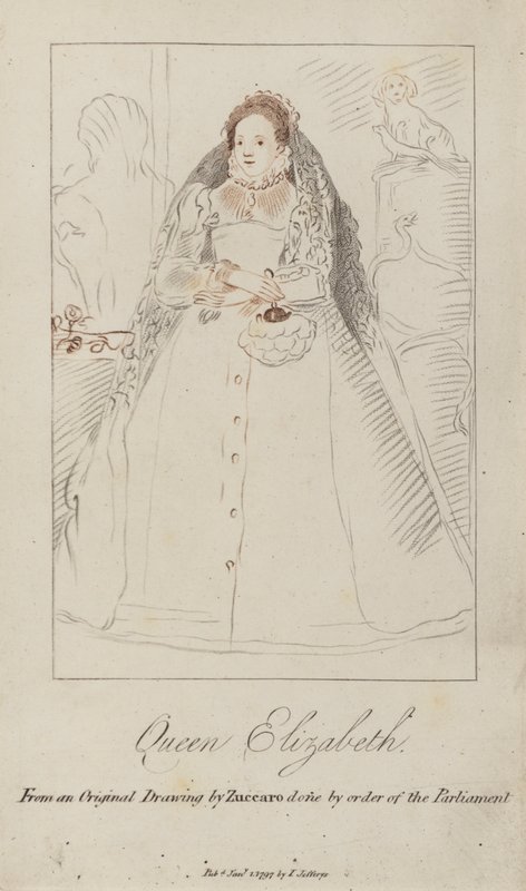 Reine Élisabeth I (gravure en couleur) - Federico (after) Zuccari or Zuccaro