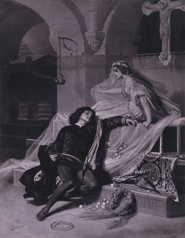 Scène de Roméo et Juliette de Shakespeare (Acte V, Scène 3) - Ferdinand the Elder Piloty